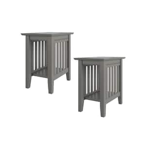 Mission 14 in. Wide Gray Rectangle Solid Hardwood Side Table Set of 2