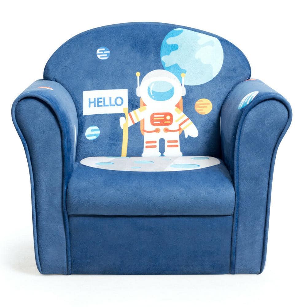 Costway Blue Kids Astronaut Sofa Children Armrest Couch Upholstered Chair Hw65434 The Home Depot