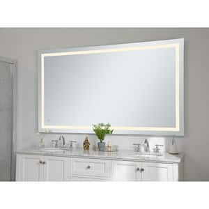 Timeless 42 in. W x 72 in. H Framed Rectangular LED Light Bathroom Vanity Mirror in Silver