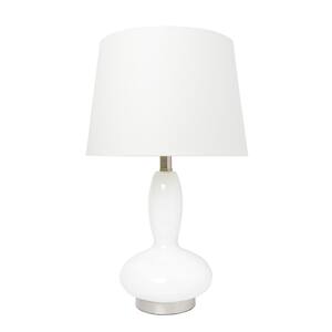 Elegant Designs 24 in. Light Blue Glass Table Lamp with Fabric Shade ...