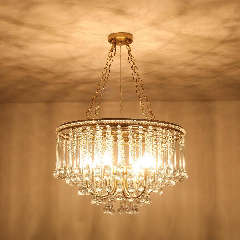 24 in. 6-Light Modern Gold Multi-Layer Chandelier with Clear Crystals for Living Room, Dining Room price history on PriceWatchPro