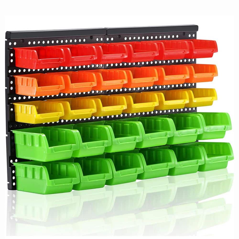 Vivid Series 16.2 in. Black Finish Plastic Multi-Color Bins DIY Wall Rack with 24 pcs Garage Organizer Storage price history on PriceWatchPro