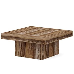 Allan 35 in. Light Brown Square Wood Coffee Table with Adjustable LED Light Living Room