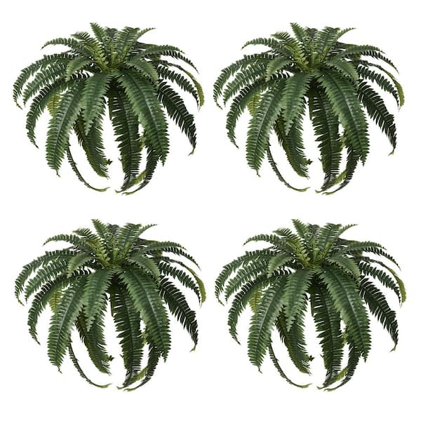 48 in. Artificial Boston Fern, Faux Silk Plant Fake Plants for Home Office Decor, Indoor/Outdoor Use (Set of 4)