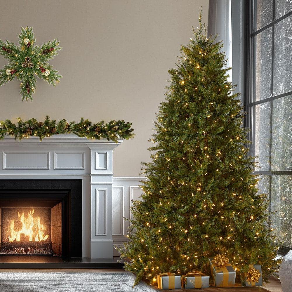 9-Foot Green Fir Artificial Christmas Tree with Dual Color LED Lights