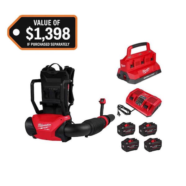 M18 FUEL 155 MPH 650 CFM 18V Brushless Cordless Battery Backpack Blower w/ (4) 12.0 Ah FORGE Batteries, PACKOUT Charger