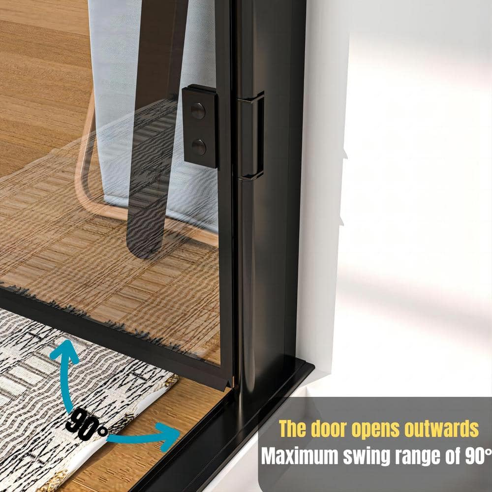 34'' W x 72'' H Frameless Clear Glass Pivot Shower Door in Matte Black Finish