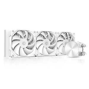 White Liquid CPU Cooler for Desktop 360mm AIO Cooler 3 x 120mm High-Efficient Fans Special CD Pattern Pump Header