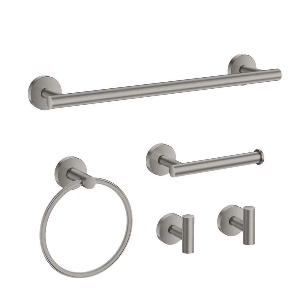 5-Piece Bath Hardware with Towel Bar Towel Ring Toilet Paper Holder Set and Towel Hooks in Brushed Nickel price history on PriceWatchPro