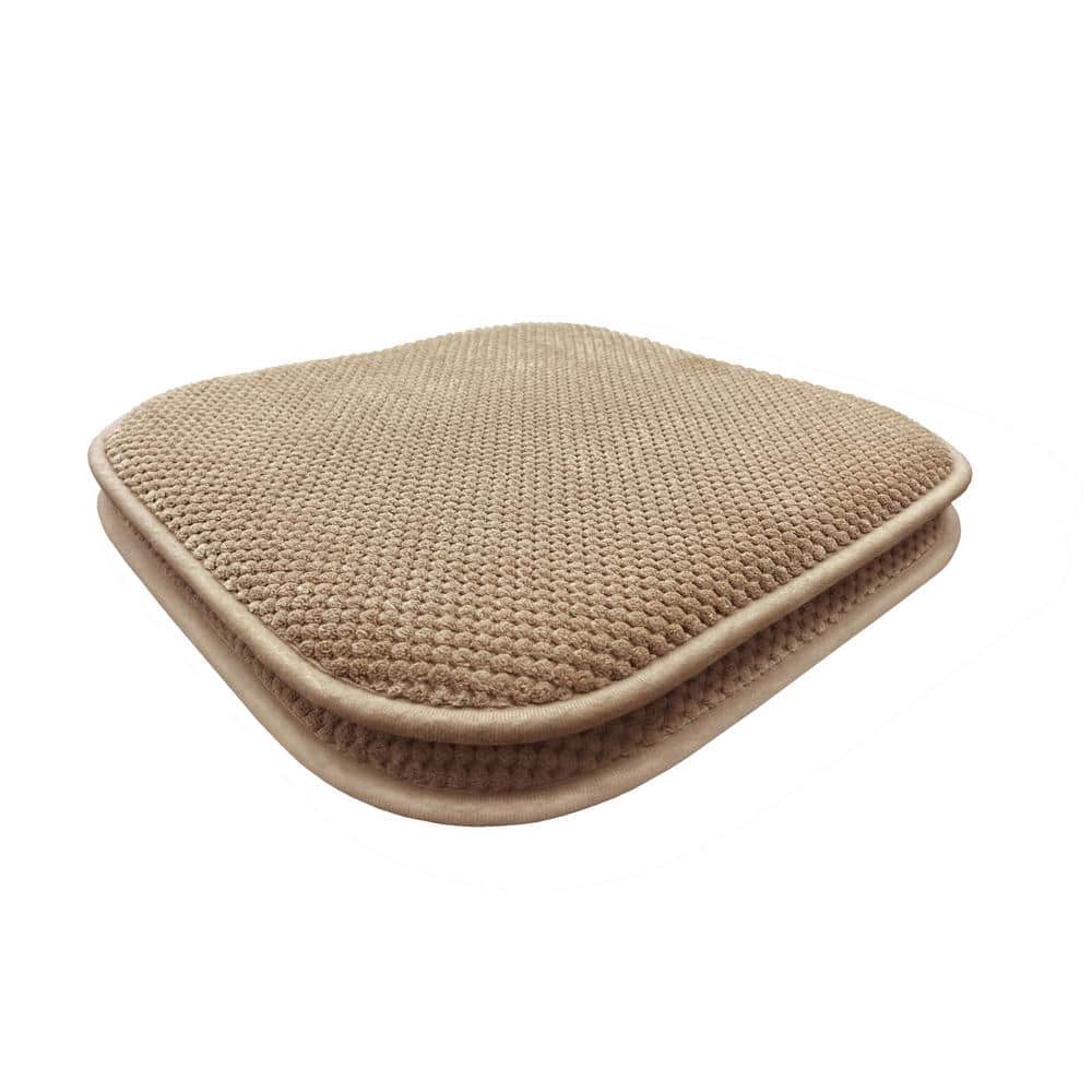 ACHIM Brook Tan Memory Foam Chair Seat Cushion (Set of 2