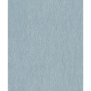 Ambiance Light Blue Metallic Textured Leaf Emboss Vinyl Non-Pasted Wallpaper (Covers 57.75 sq.ft.)