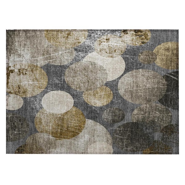 2' x 3' Brown Abstract Indoor Outdoor Area Rug