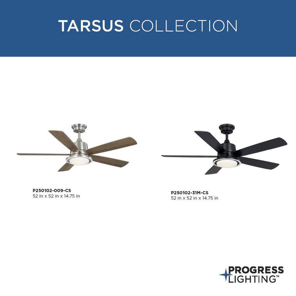 Tarsus 52-Inch Brushed Nickel Ceiling Fan with LED Light