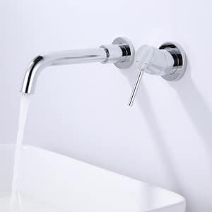 Single Handle Wall Mounted Bathroom Faucet in Polished Chrome