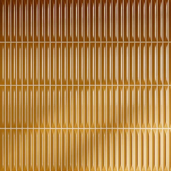 Stria Honey 7.87 in. x 7.87 in. Glossy Ceramic Stacked Tile Sample