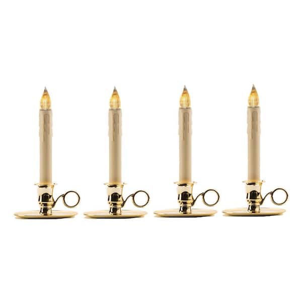 Unbranded 9 in. Battery operated LED Christmas window candles gold finish base w/sensor (set of 4)