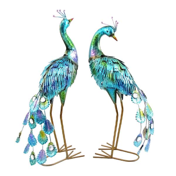 Zaer Ltd. International Iron Peacock Garden Statues (Set of 2)