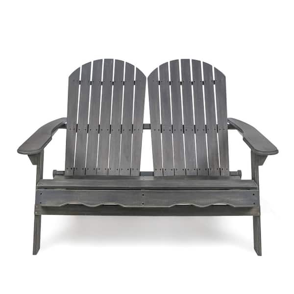 cenadinz Dark Grey Outdoor Solid Wood Adirondack Loveseat Sofa (1-Pack)