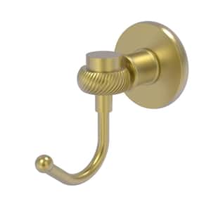 Continental Collection Wall-Mount Robe Hook with Twist Accents in Satin Brass