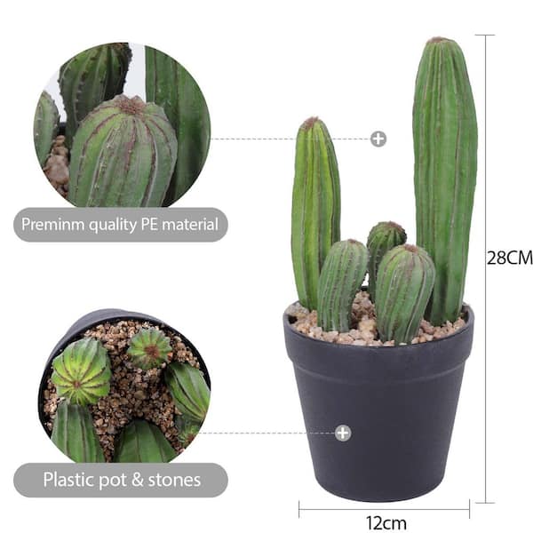 Afoxsos 4.3 in. 11 in. Green Artificial Cactus Indoor Outdoor Faux