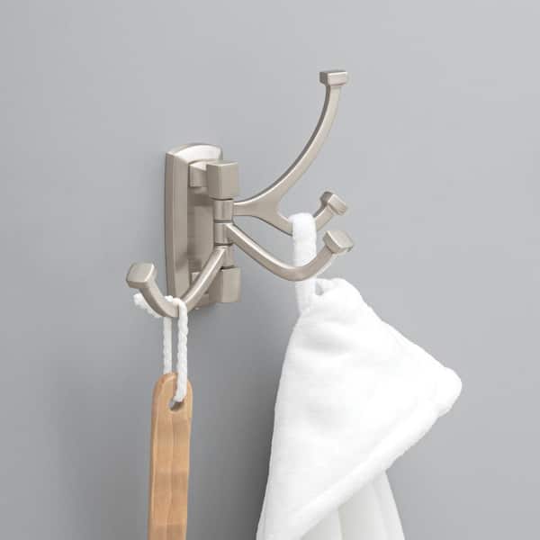 Portwood Multi-Purpose Swivel Towel Hook Bath Hardware Accessory in Brushed  Nickel
