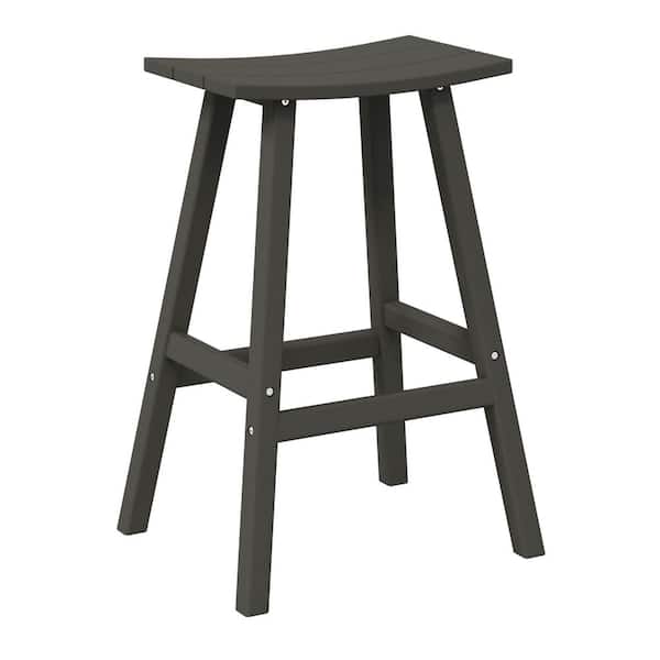 WESTIN OUTDOOR Franklin Gray 29 in. Poly HDPE Fade Resistant Outdoor Patio Saddle Seat Pub Height Bar Stool