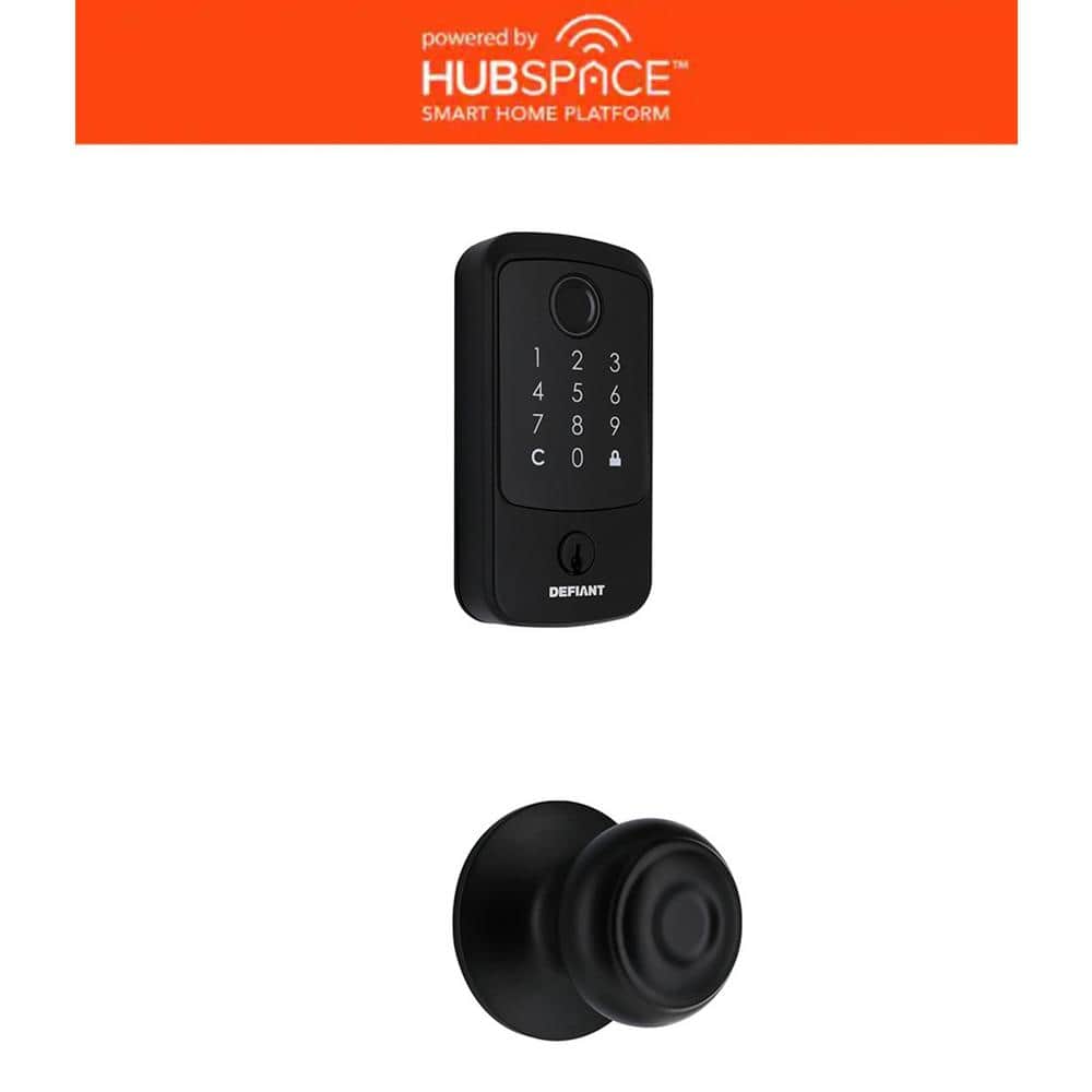 Hubspace Matte Black Square Fingerprint Deadbolt with Hartford Hall/Closet 
