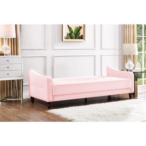 Pink Velvet Tufted Sofa Sleeper