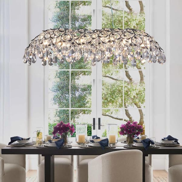 YUYI Modern Crystal Chandelier 51in. 14-Light Silver Tree