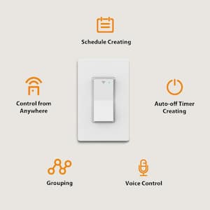 15 Amp Single-Pole White Smart Light Switch with Wi-Fi and Bluetooth Technology Powered by Hubspace (1-Pack)