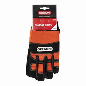 Protective Orange and Black Chainsaw Gloves