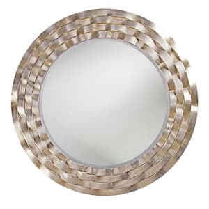 Large Round Champagne Silver Beveled Glass Classic Mirror (46 in. H x 46 in. W)
