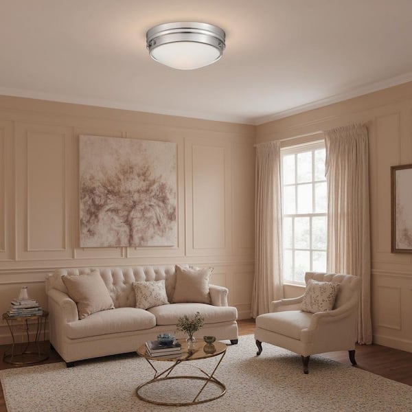 2-Light Chrome Flush Mount