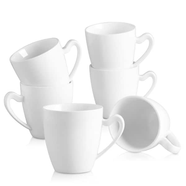 MALACASA 12 Ounce Porcelain Cups Handle Ceramic Drink Cup Set, Set of 6 for Wate