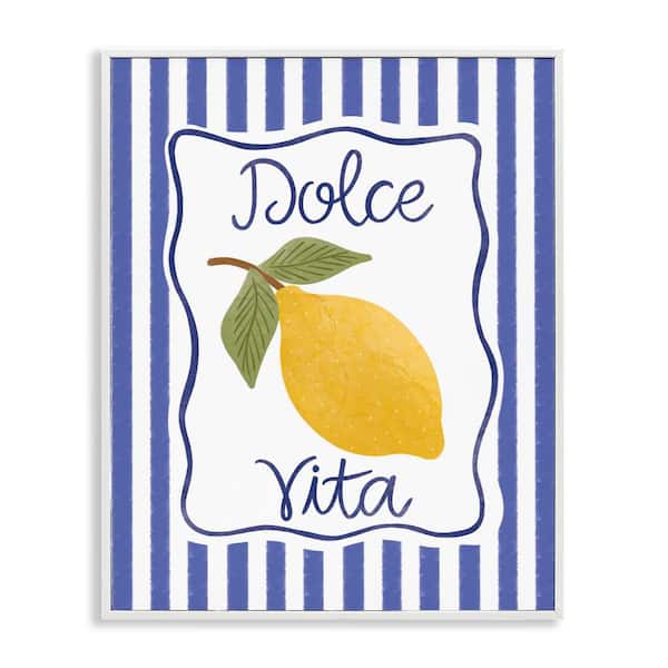 Stupell Industries Dolce Vita with Lemon by Taylor Shannon Designs White Framed Food Giclee Art Print 30 in. x 24 in.