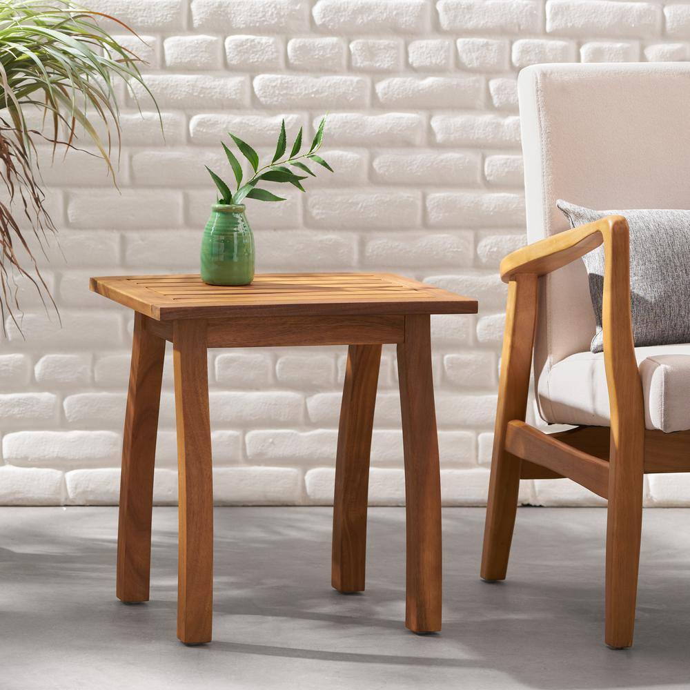 Teak Acacia Wood Outdoor 19 in. Side Table End Table Small Coffee