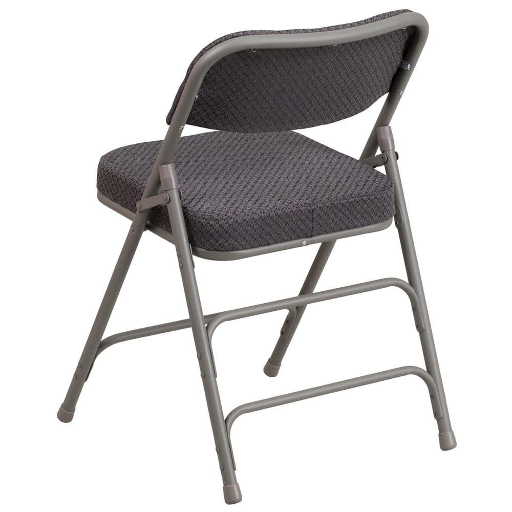 Hercules Series Gray Steel Padded Folding Chair with Armrests
