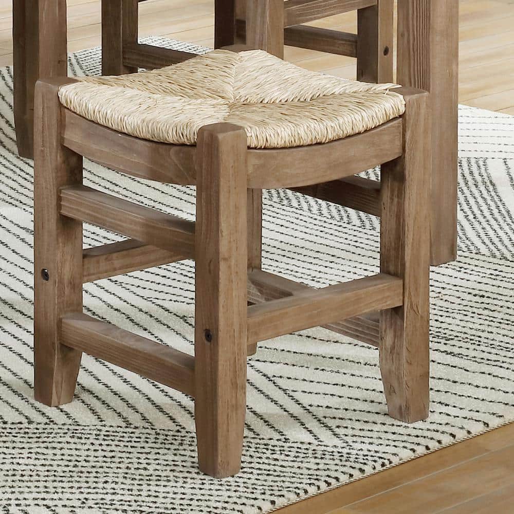 Alaterre Newport 18 H Wood Stool with Rush Seat