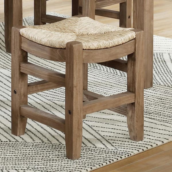 Newport Light Amber Wood 18 in. Stool with Rush Seat