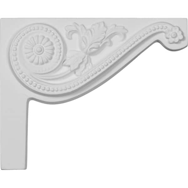 Ekena Millwork 3/4 in. x 8 in. x 6-1/2 in. Polyurethane Right Pearl Stair Bracket Moulding