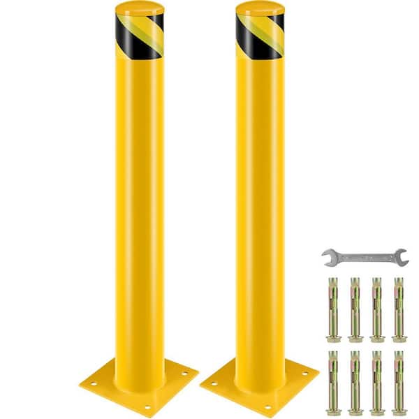 Safety Bollard 36 in. Height Bollard Post 4.5 in. Dia. Steel Pipe Safety Bollard Post Yellow Steel Bollard