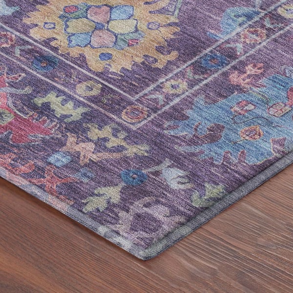 Mayfield Premium Machine Washable Abstract AMF2234 Eggplant 10 ft. x 14 ft. Area Rug