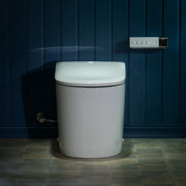 Elongated Smart Bidet Toilet 1.28 GPF in White w/ Auto Open/Close,Fragrance System,UV-Sterilized Nozzle and Foot Sensor