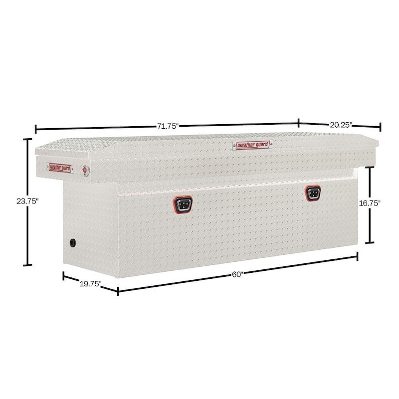 72 in. Diamond Plate Aluminum Full Size Deep Crossover Truck Tool Box