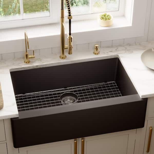 Karran QA-740 Quartz/Granite 34 in. Single Bowl Farmhouse/Apron
