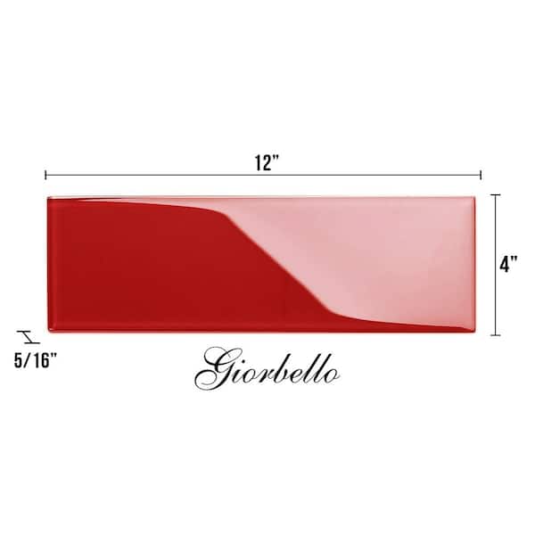 Giorbello Ruby Red 4 in. x 12 in. x 8mm Glass Subway Tile (5 sq