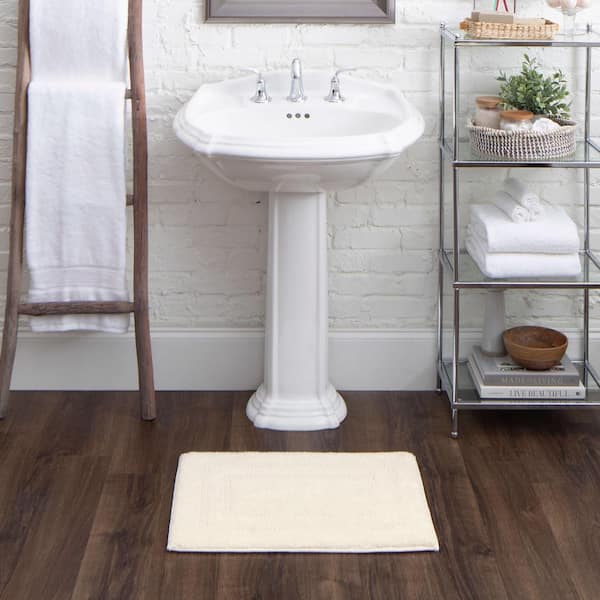 Cotton Reversible Natural 17 in. x 24 in. Beige Cotton Machine Washable Bath Mat