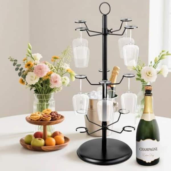 Gold Tabletop Stemware Rack 3 Tier 12 Holder Champagne Cocktail Wine Glass Tower for Parties Events Wedding