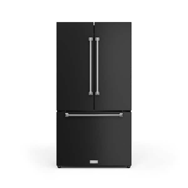Gordon Ramsay Series 36 in. 20.3 cu. ft. Counter Depth French Door Refrigerator in Matte Black/SS with Ice Maker