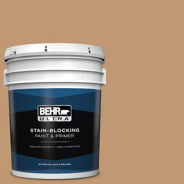 BEHR ULTRA 5 gal. #270F-5 Wilmington Tan Satin Enamel Exterior Paint & Primer